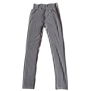 M.U.S.A. Striped Leggings High Waist Black White Mod Goth Beetlejuice S/M